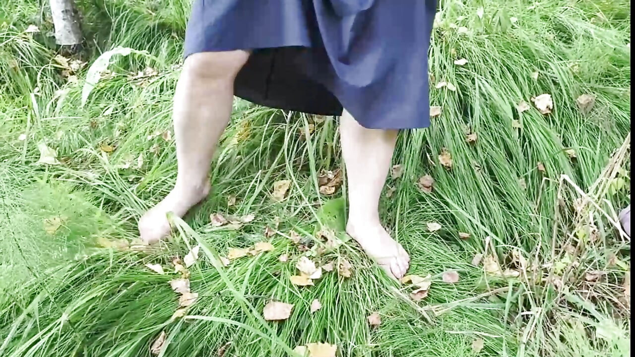 Sexy milf pees in the forest