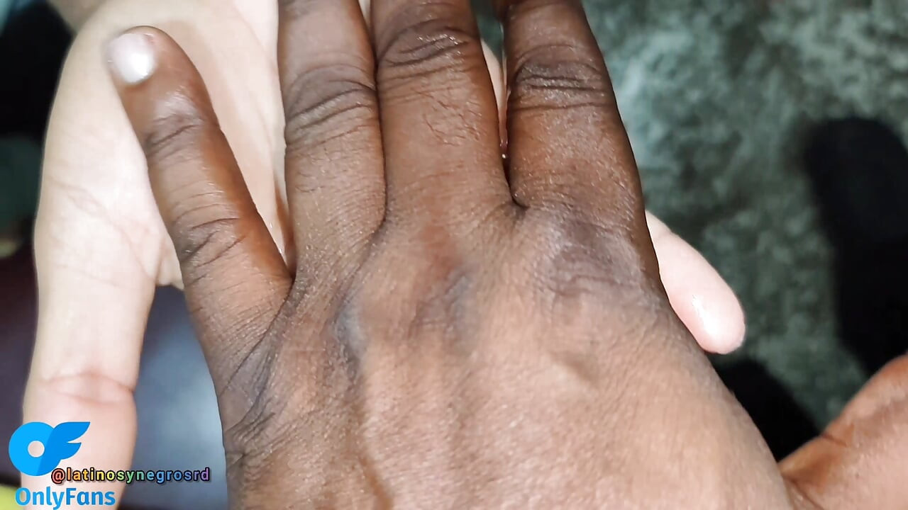 I suck my neighbor's huge, thick black cock and we end up caressing our hands together.