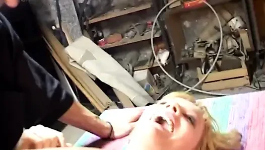 Beautiful blonde gangbanged by swingers