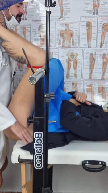 Spectacular moment from "Stepmom with her stepdaughter gets fingered in the gynecologist's ass and lets doctor play with"