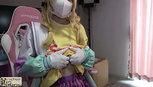 Пушистый натуральный G Чашка Мария принимает игривый косплей фут-челенж соблазнить.