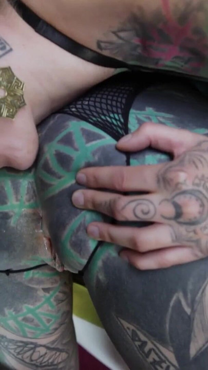 Hardcore Tattoo Threesome with Massive Ass Gapes | Clip 1