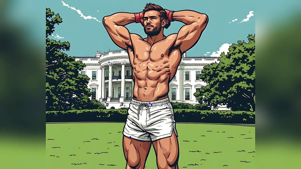 Muscular Fighters at White House (ai Art)