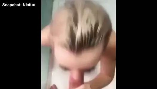 Hot Blonde with Big Boobs Suck my Cock in the Shower