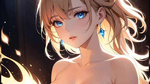 Ember Kiss: a Beautiful Young Woman Lit by a Tiny Flame