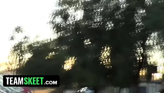 Cute blonde babe lets me hump her hard