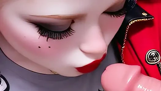 Psycho cosplay mädchen pOV: Halsfick &schmutzige gesichtsbesamung, ABspritzen, AI-Animation