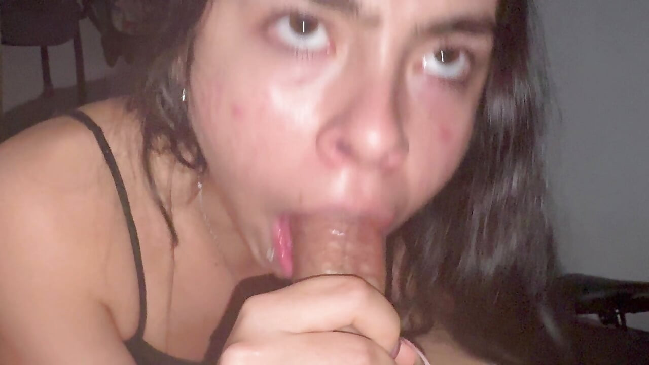 innocent cute teen Swallows Cum,Gives Sloppy POV Blowjob