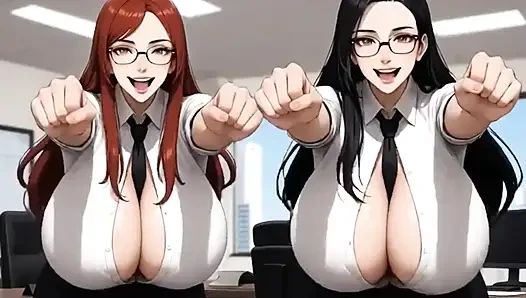 Funny Huge Boobs Office, Ai Animation