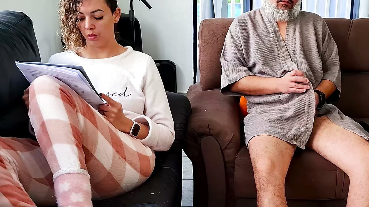 Risky masturbation next to the stepdaughter, but she helped out.