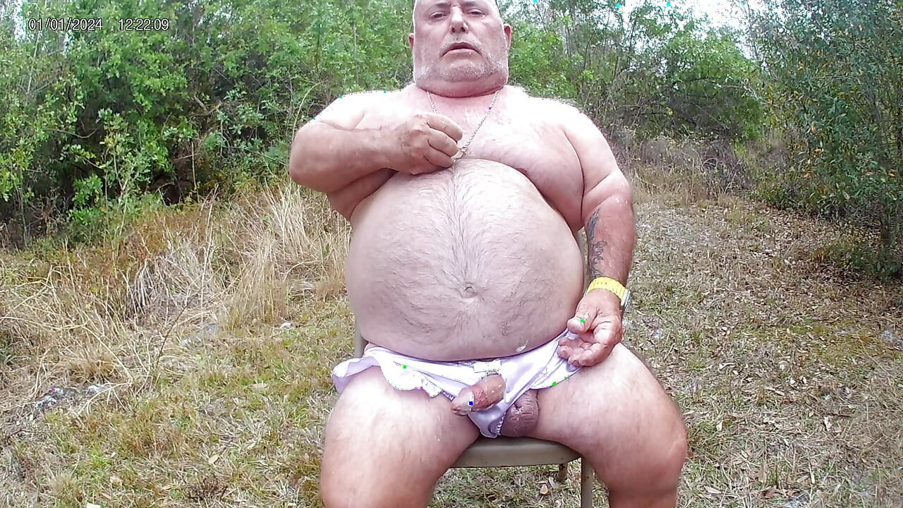 Edging wearing panties, edging my cock in the woods again.
