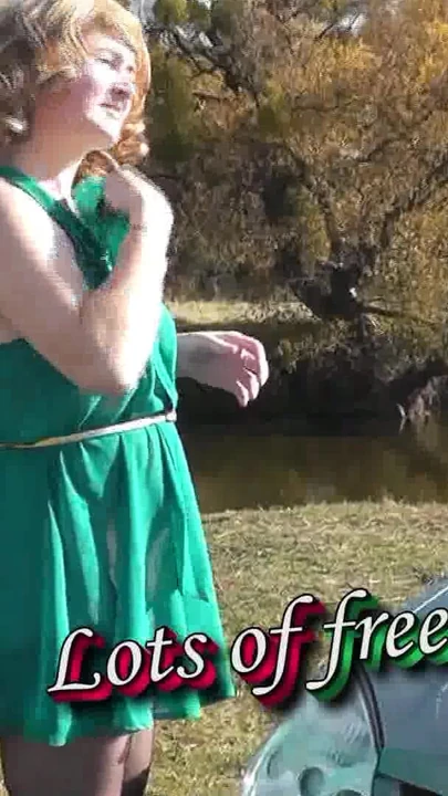 Spectacular moment from "Milf beautiful sexy blonde outdoors on river bank washes car without panties and bra under dress."