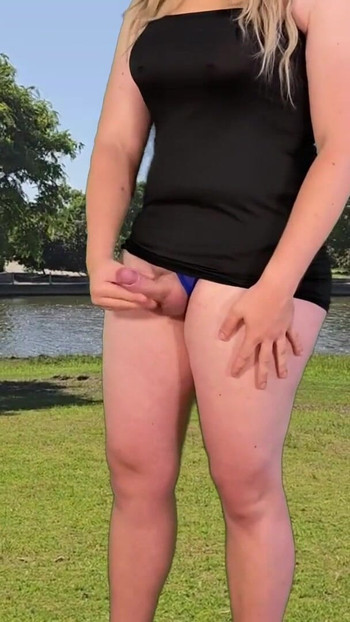 Memorable moment from "Big Balls shemale public flashing"