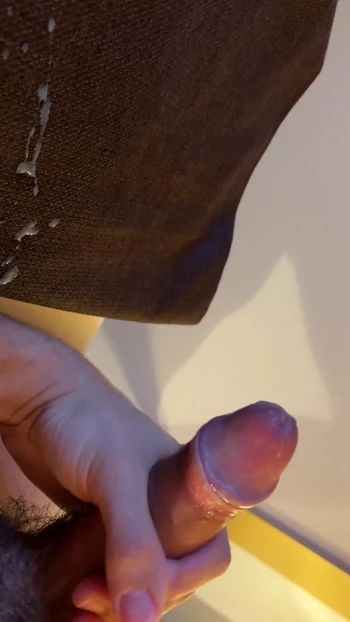 Memorable moment from "Sweet German boy jerks off early in the morning in the hotel room and squirts on the bed"