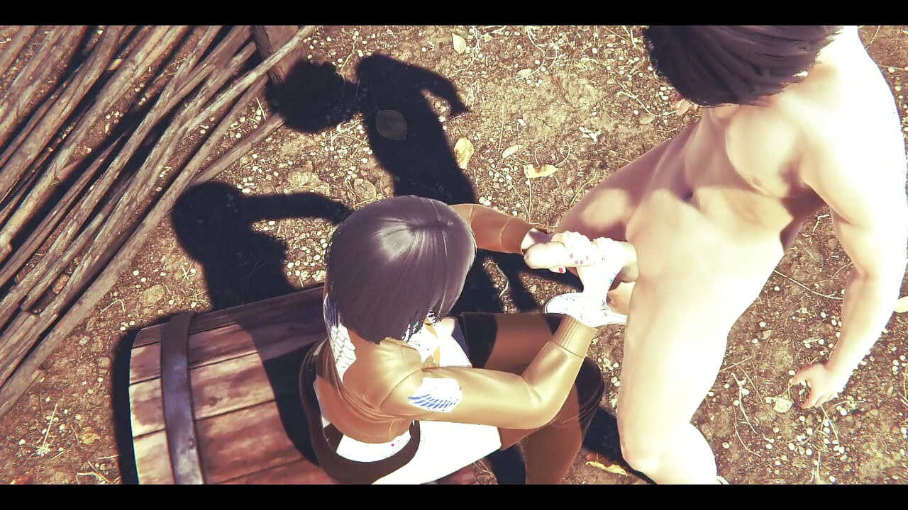 On Titans Hentai - Mikasa Do a Handjob with Cum in Her Face and Uses a Dildo - Manga Anime Japanese Asian Game Porn