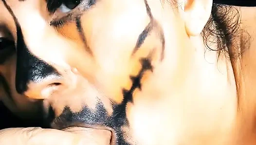 Possessed hot neighbor makes the best blowjob with cum in her mouth and swallows it all. ASMR Moaning and swallowing cum