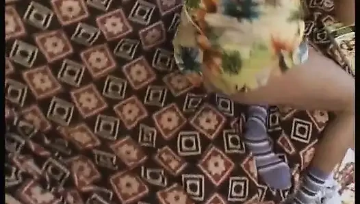 Blonde slut wearing lingerie toying her pussy before sucking and fucking