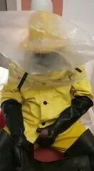 yellow rain gear and breath control