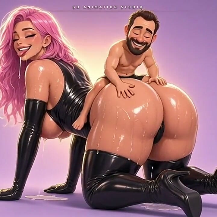 Tiny Man espanca a bunda enorme de uma amante de látex gemendo
