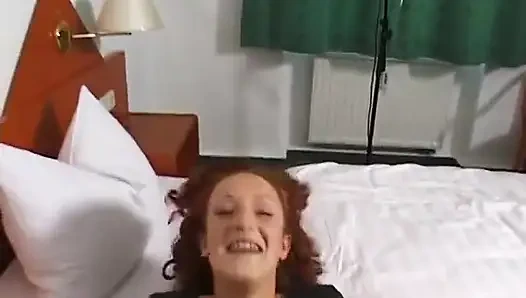 Curly hair redhead teen gets fingered in pov action