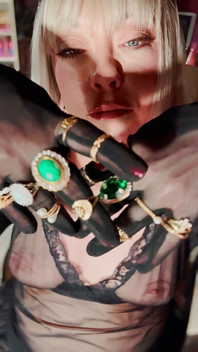 Nylon British Mature Tina Snua Smoking A Cigarette In Nylon Elbow Gloves & Jewellery - Smoker OMI OME Snap Inhale Drifting