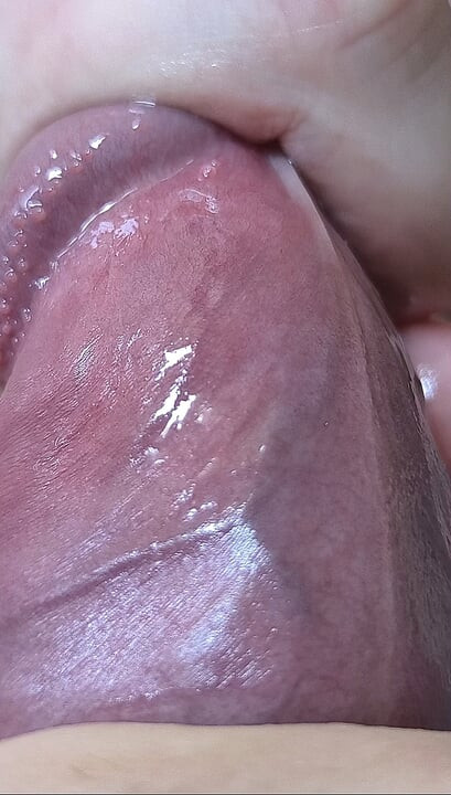 Close up cock head slow edging