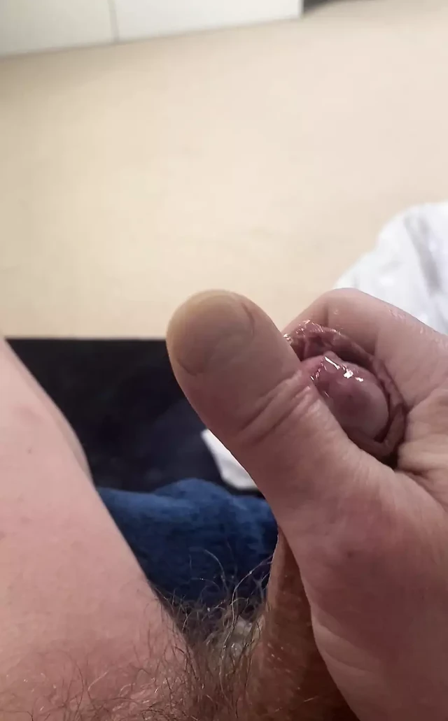 After edging with dribbling cum ending in cum covered cock