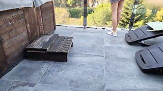 Squirting lot On a patio in the mountains – Orgasm