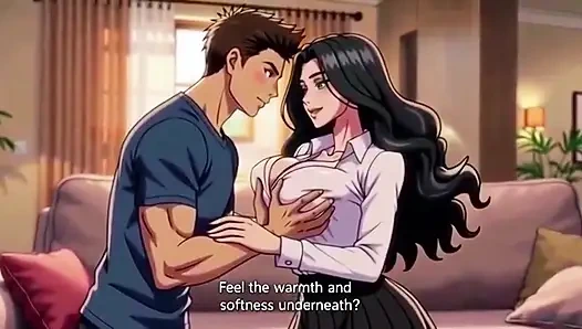 Stiefmutter bringt seinem stiefsohn bei, wie man große natürliche titten 3D Anime verführt