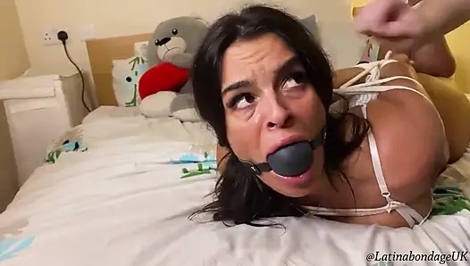 Latina Tied up Really Tight and Drooling with a Huge Ballgag (smaller Size)