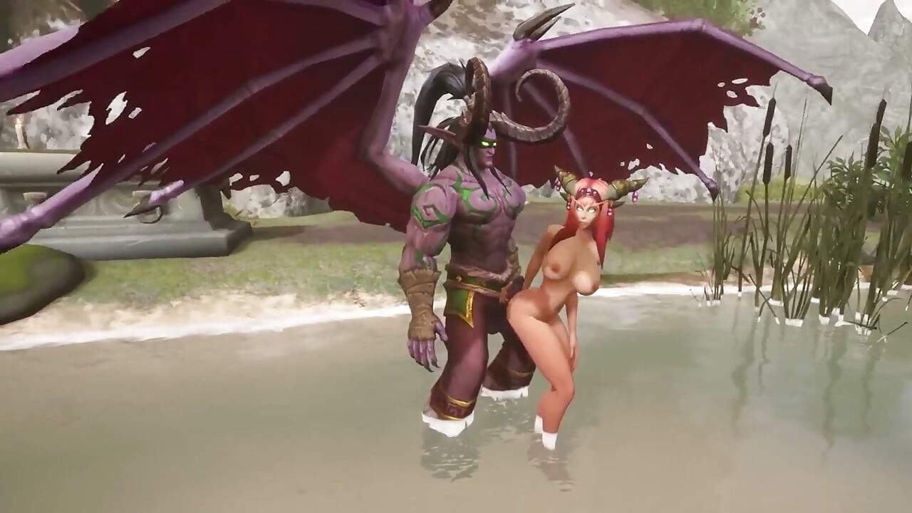 Illidan Stormrage hot laal baalon vaali yogini ko lipht men khara karke le jaati hai - warcraft parody