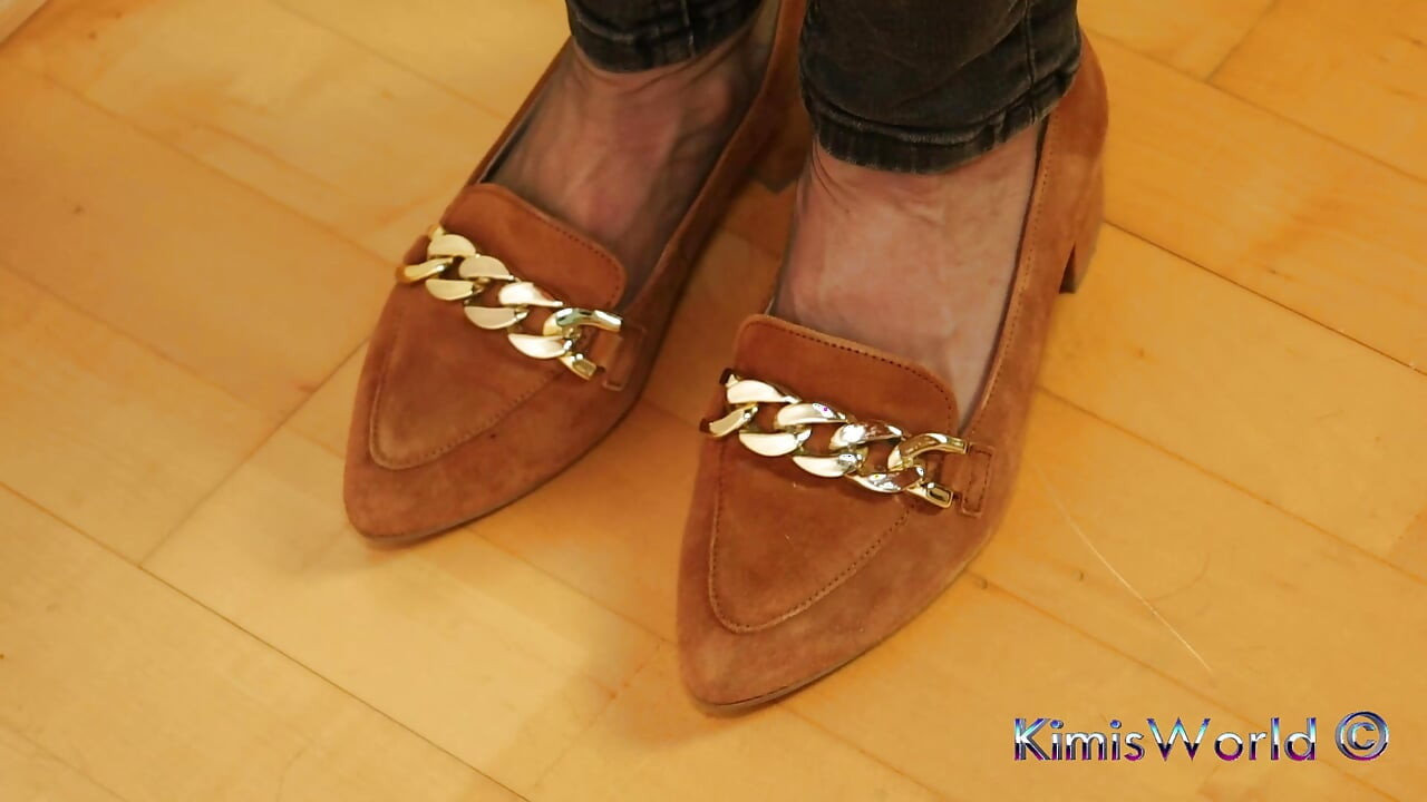 Asmr Nylon Footsteps - Shiny Flats Tapping on Wooden Floor