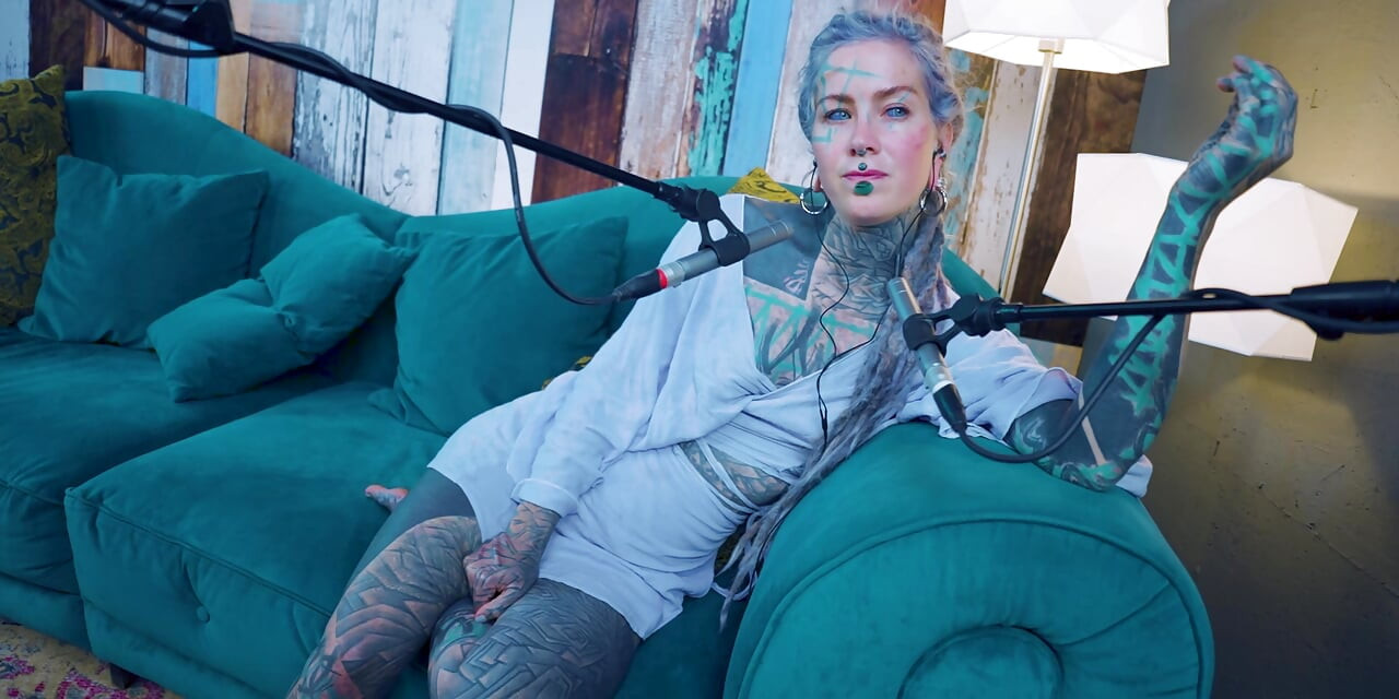I talk about F - Fear - ASMR podcast SFW talking goth skinny girl dreadlocks tattoo model inked girl