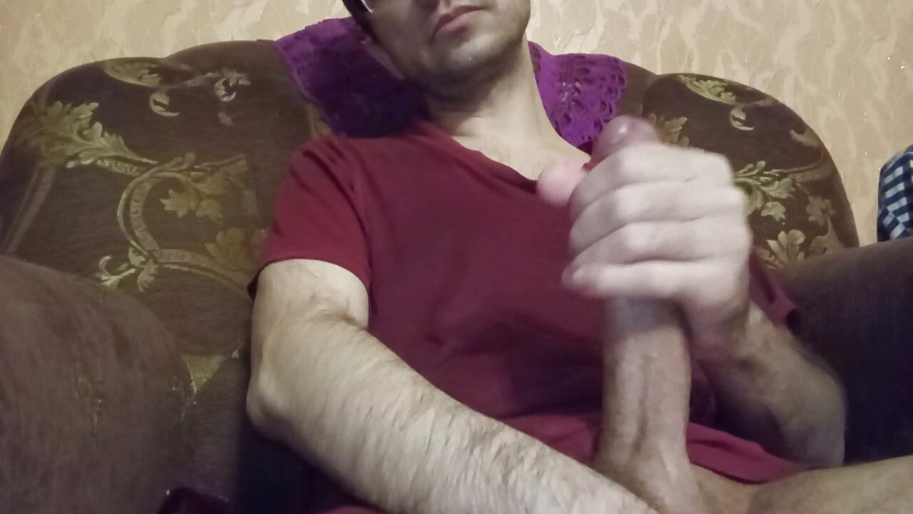 Horny Straight Man Jerking Big Cock. Solo Male Masturbation