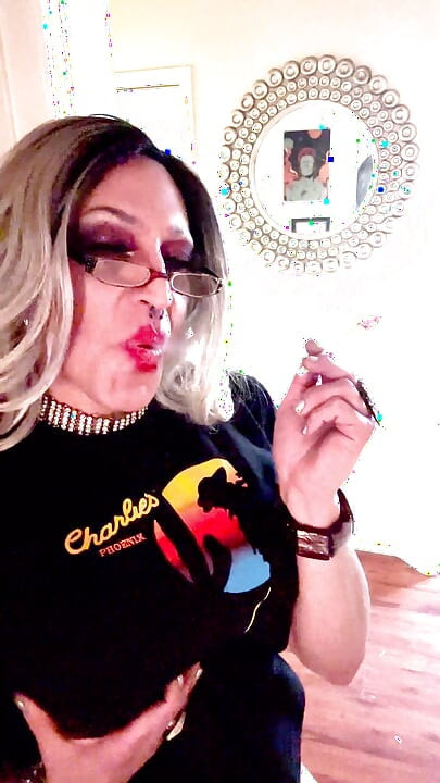 Beautiful Trans Marilyn Home Tease Smoking Fetish