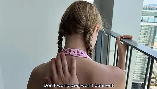 FUCK ME ON THE BALCONY! MY STEP-SISTER DOESN'T WANT TO CLEAN THE HOUSE, SHE WANTS TO FUCK IN PUBLIC!!! THE NEIGHBORS SEEN US!!!