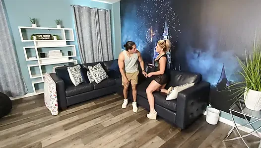Blonde MILF Fingered and Fucked Hard on Couch