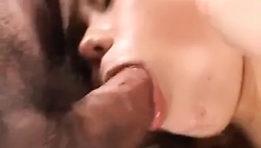 Slim Japanese MILF gets face fucked by a big cock