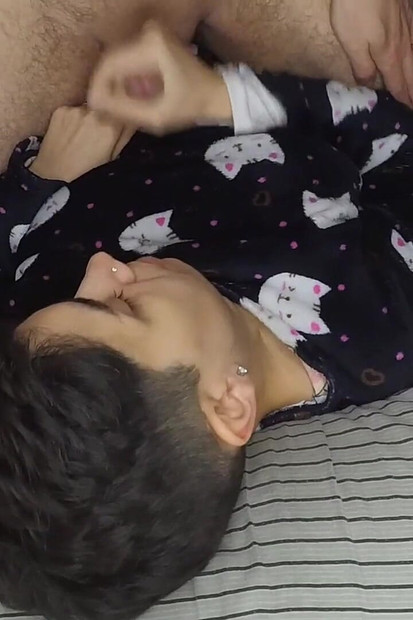 Handjob and Cum Mouthful Before Bed