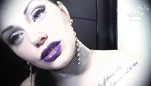Purple glittery kissing & lip smelling