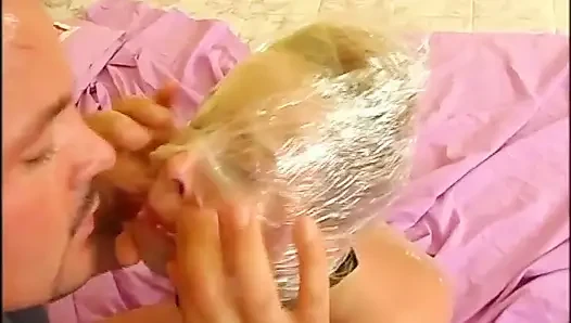 Sexy big boobs blonde fingering in wrapped in foil