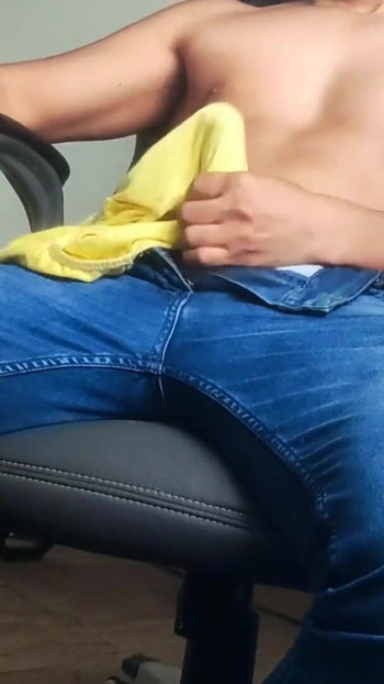 Thrilling moment from "cowboy rubs his throbbing cock in underwear"
