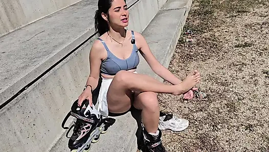 Neighbor On Roller Skates Has PUBLIC Sex In The Car