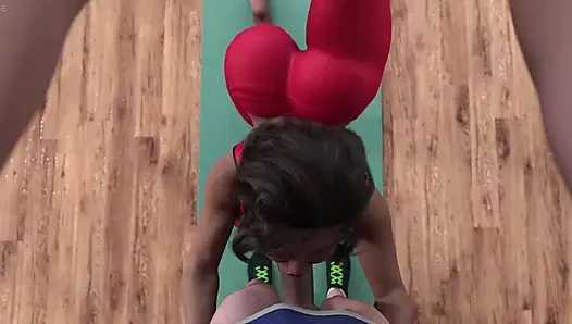Üvey anne yoga için yardım istiyor ama üvey oğlu ağzını sikiyor