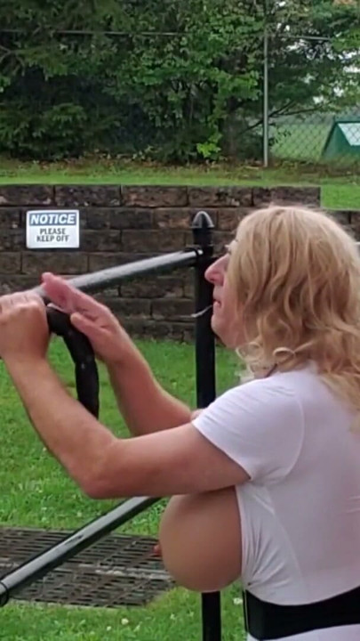 DeeDeeSlut69 in a Hot Pink Skirt and White Top out for Training with her toy. | Clip 2