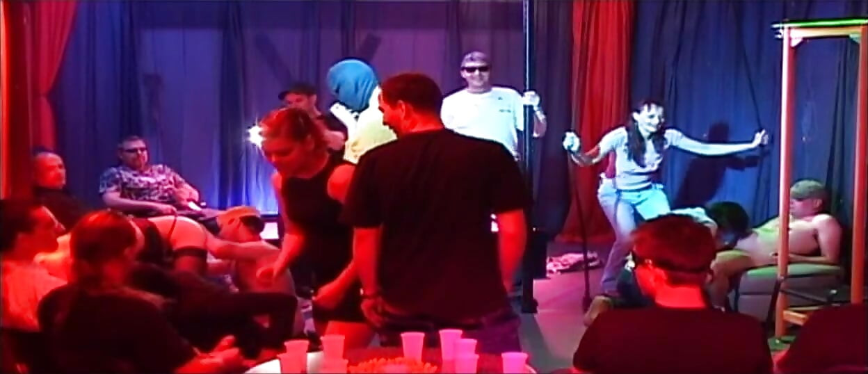 Blonde Babe Gangbanged by Horny Crowd in Wild Club Orgy