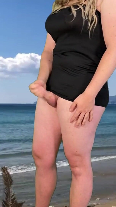 Thrilling moment from "Big dick shemale in tight dress public masturbation"
