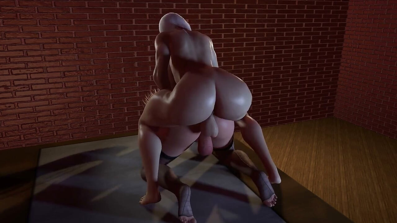 Chica rubia gruesa follando duro una trampa de femboy en perrito