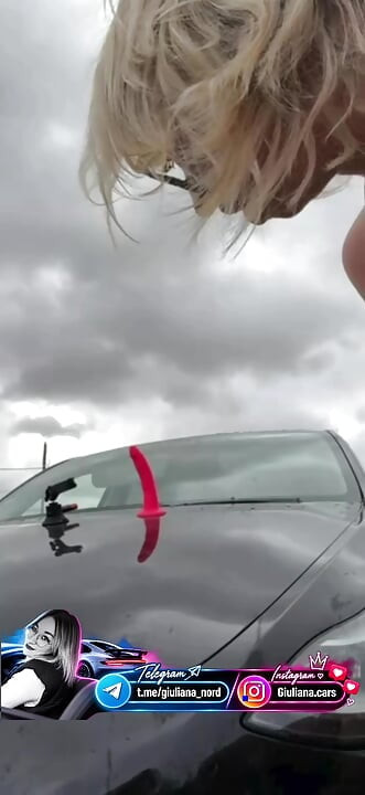 Giuliana this dildo and squirt in public on the hood