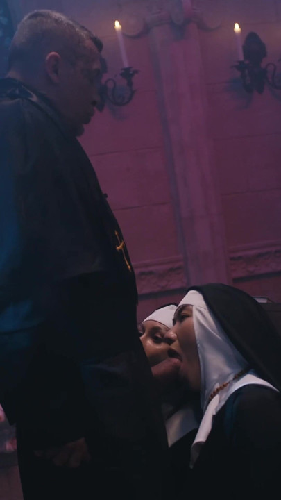Time Stop Threesome Sex - Horny Priest Dominates Frozen Nuns